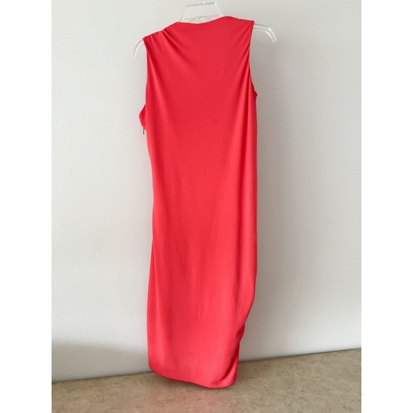 Halston Heritage stretch Dress Cowl Neck Ruched Golden Detail - Picture 6 of 14